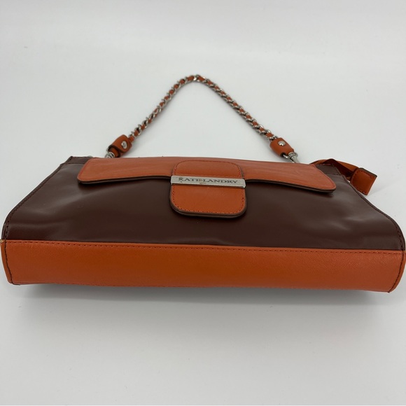 Kate Landry Leather Clutch Purse With Chain & Leather Handle Snap Closure OS - Picture 2 of 6